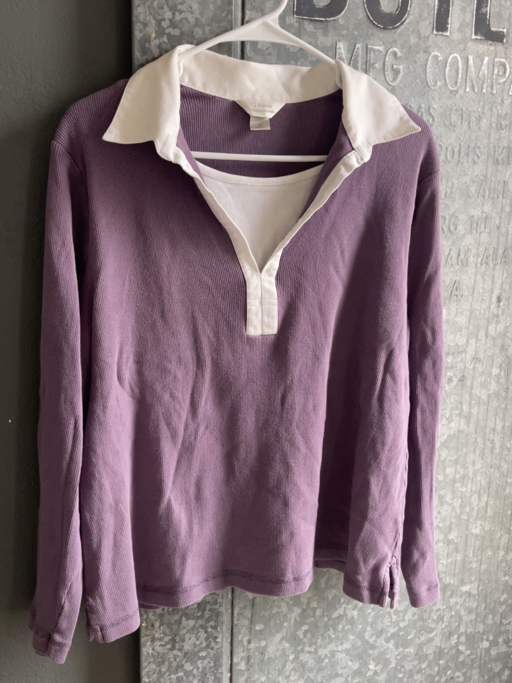 CJ Banks Lavender Pullover with White Contrast Collar